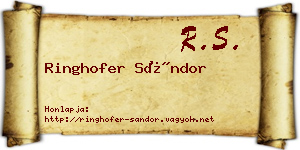 Ringhofer Sándor névjegykártya